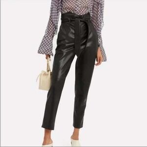 Nanushka Ethan Ultra High Rise Faux Leather Belted Pants Trousers Black Small